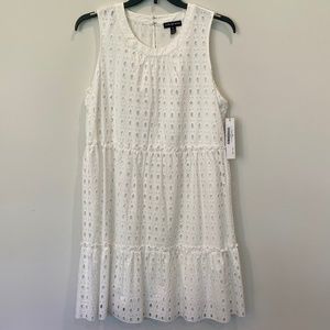 Tribal Femme White Sleeveless Eyelet Dress NWT Size Large